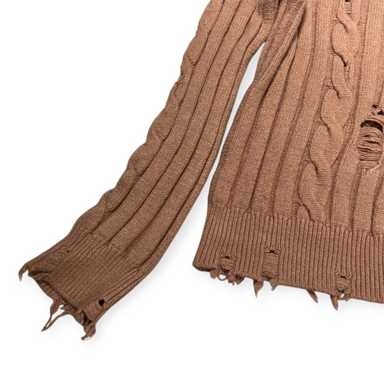 Pinko Pinko Dai Dai Distressed Ribbed Knit Sweater Brown Size S Size S / US 4 / IT 40 - 6 Thumbnail