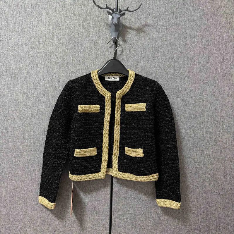 Miu Miu Miu Miu Black Cropped Embroidered Jacket 0089 Size M / US 6-8 / IT 42-44 - 1 Thumbnail