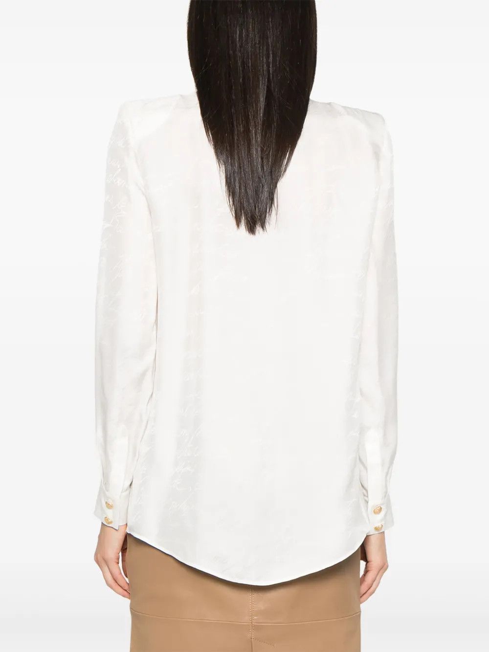 Balmain o1s1wg111225 Jacquard Shirt in White Size S / US 4 / IT 40 - 3 Thumbnail