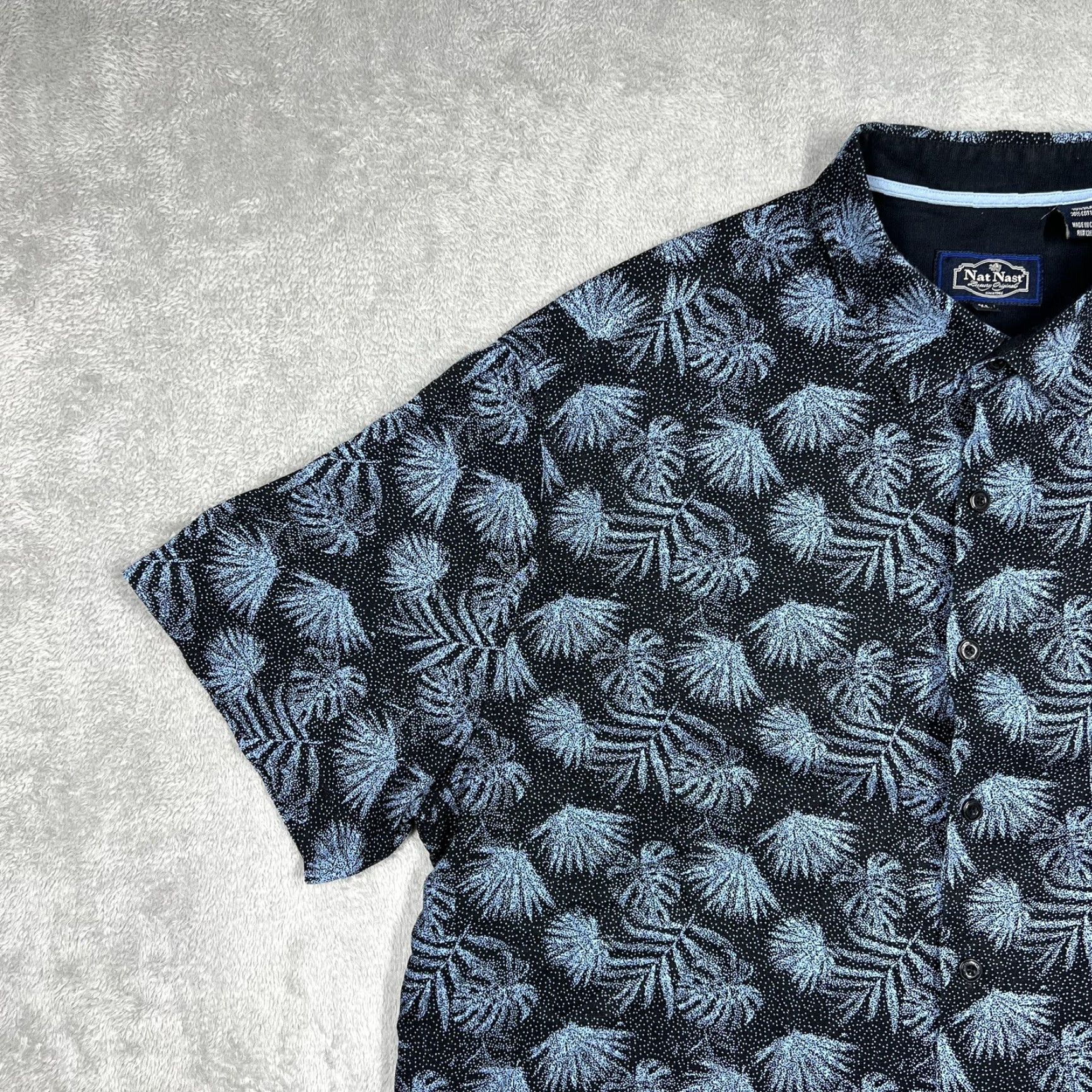 Nat Nast Nat Nast Luxury Originals Mens XL Button Up Shirt Silk Blend Floral Palm Print Black Short Sleeve Button-Up Collared Classic Hawaiian Designer Size US XL / EU 56 / 4 - 3 Thumbnail