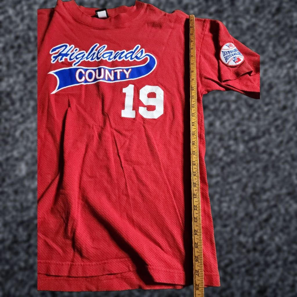 Vintage VINTAGE Highlands County Florida Baseball Jersey Mens XL Red 100% Cotton Jersey Distressed BSA Shirt Size US XL / EU 56 / 4 - 1 Thumbnail