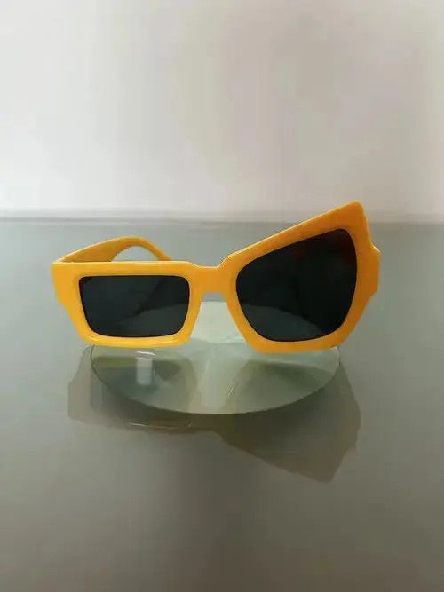 Japanese Brand Y2K Asymmetric Sunglasses (yellow) Size ONE SIZE - 1 Thumbnail