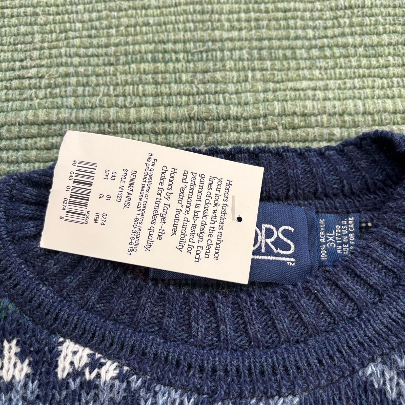 Vintage Deadstock Vintage Honors blue knit acrylic sweater XXXL Size US XXL / EU 58 / 5 - 3 Thumbnail