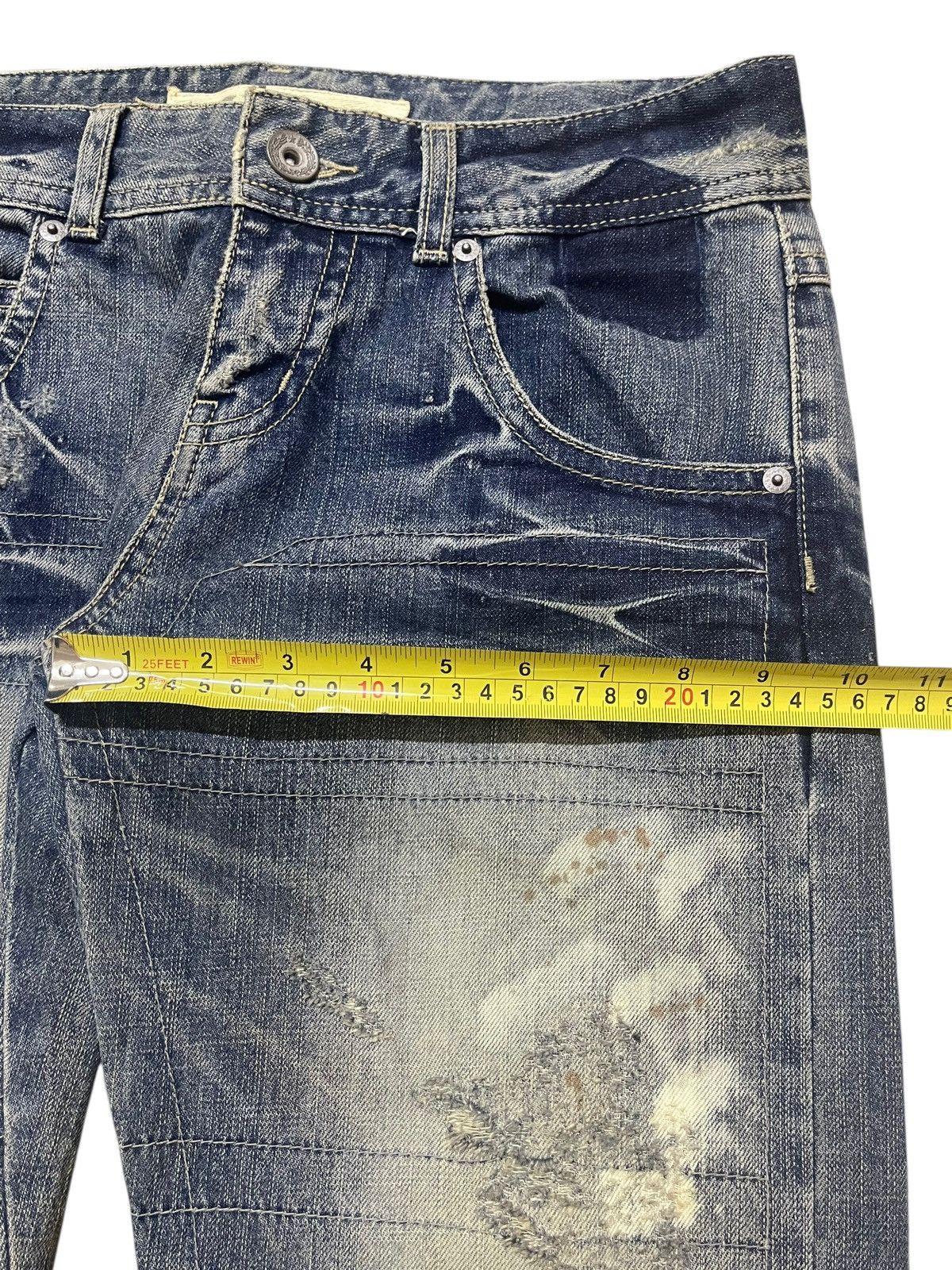 Tornado Mart Vintage Japanese Brand Mud Wash Tribal Distress Bullet Style Size US 31 - 14 Thumbnail