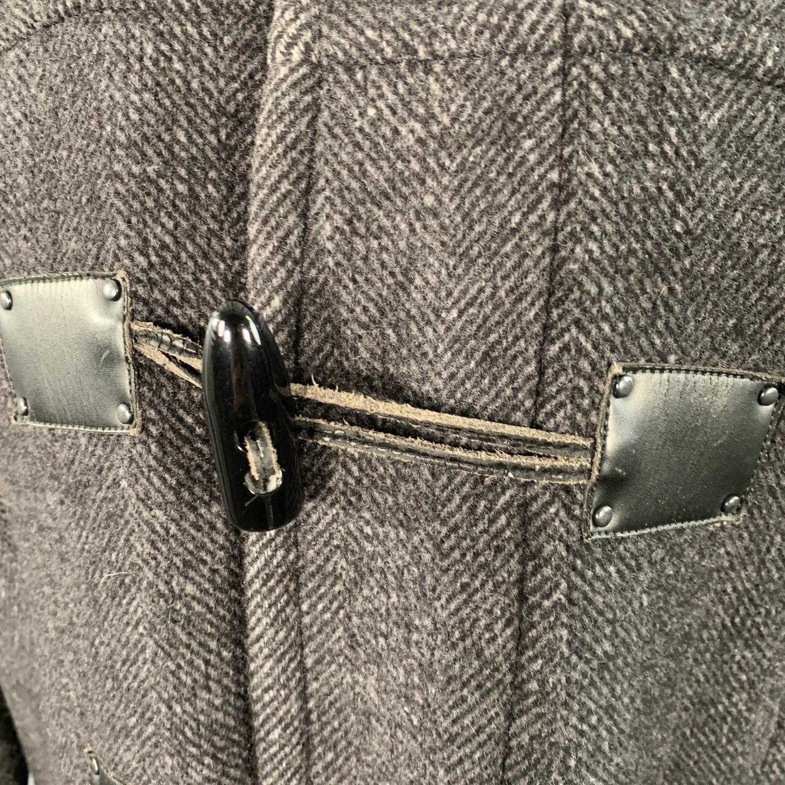 Calvin Klein Size S Black Charcoal Herringbone Toggle Closure Coat Size US S / EU 44-46 / 1 - 6 Thumbnail