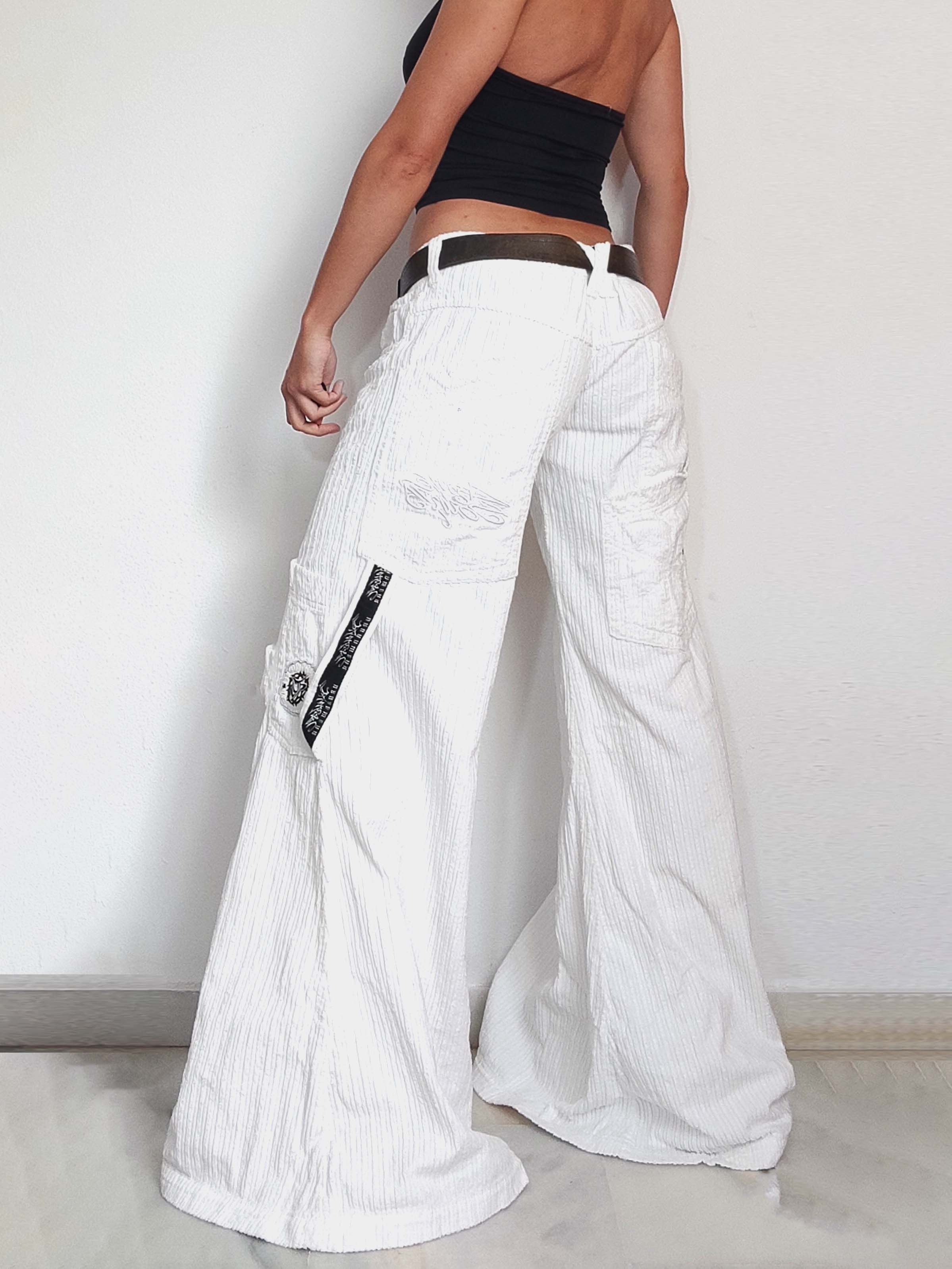 Vintage Y2k Deadstock Vintage Corduroy White Trousers Low Rise Size 30" / US 8 / IT 44 - 2 Thumbnail