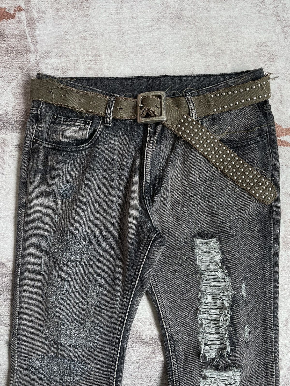 Japanese Brand Vintage Y2K Thrashed LGB Style Flare Denim Pants Size US 32 / EU 48 - 3 Thumbnail