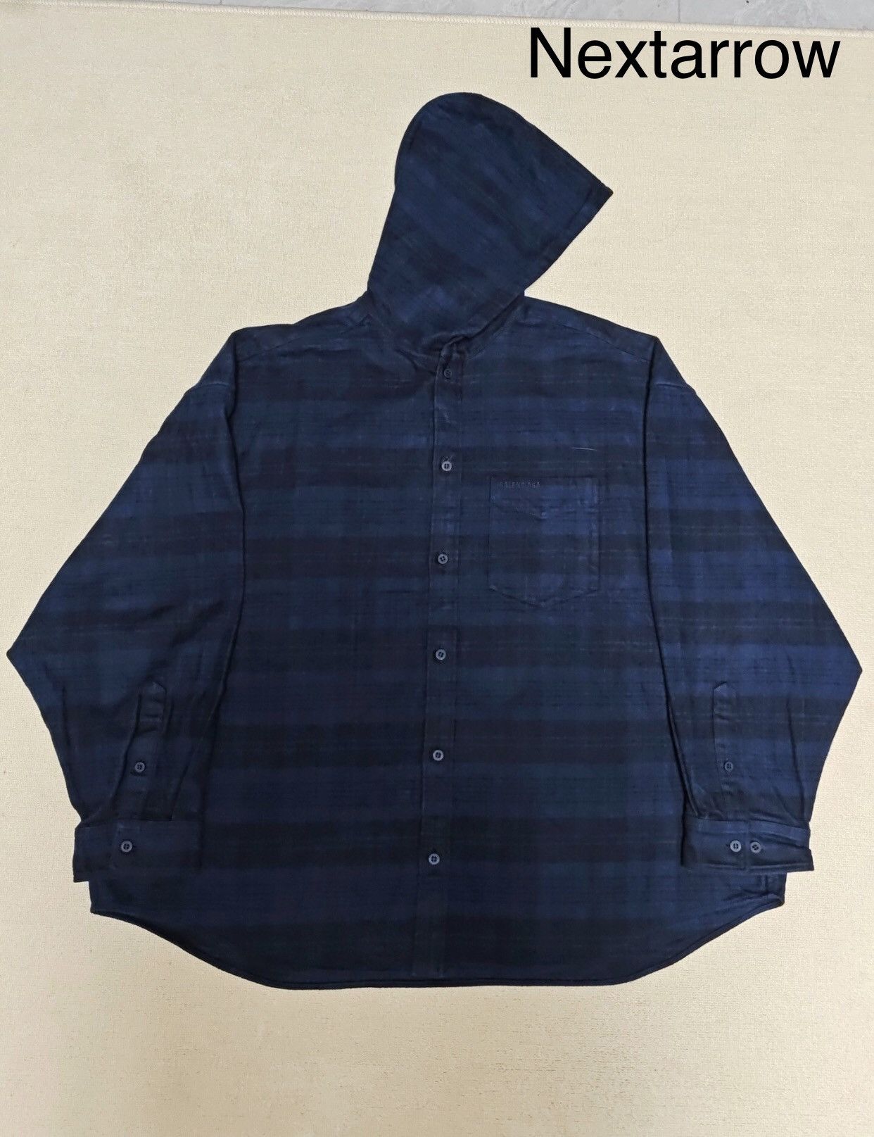 BALENCIAGA 23SS HOODED CHECK SHIRT