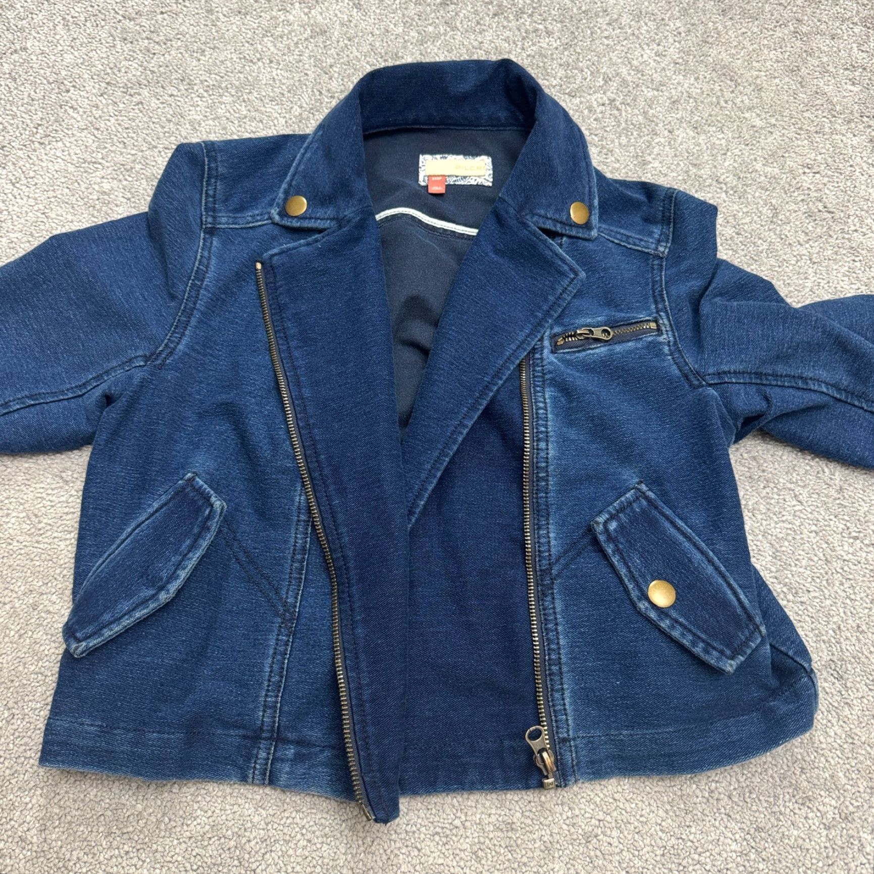Anthropologie Pilcro Anthropologie Asymmetrical Zip Denim Moto Jacket Womens XS Pettie Blue Jacket Size XXS / US 00 / IT 34 - 3 Thumbnail