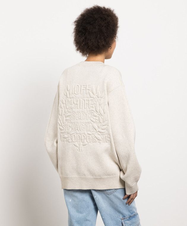 Off-White o1y1225 Crewneck Sweater in Cream Size M / US 6-8 / IT 42-44 - 3 Thumbnail