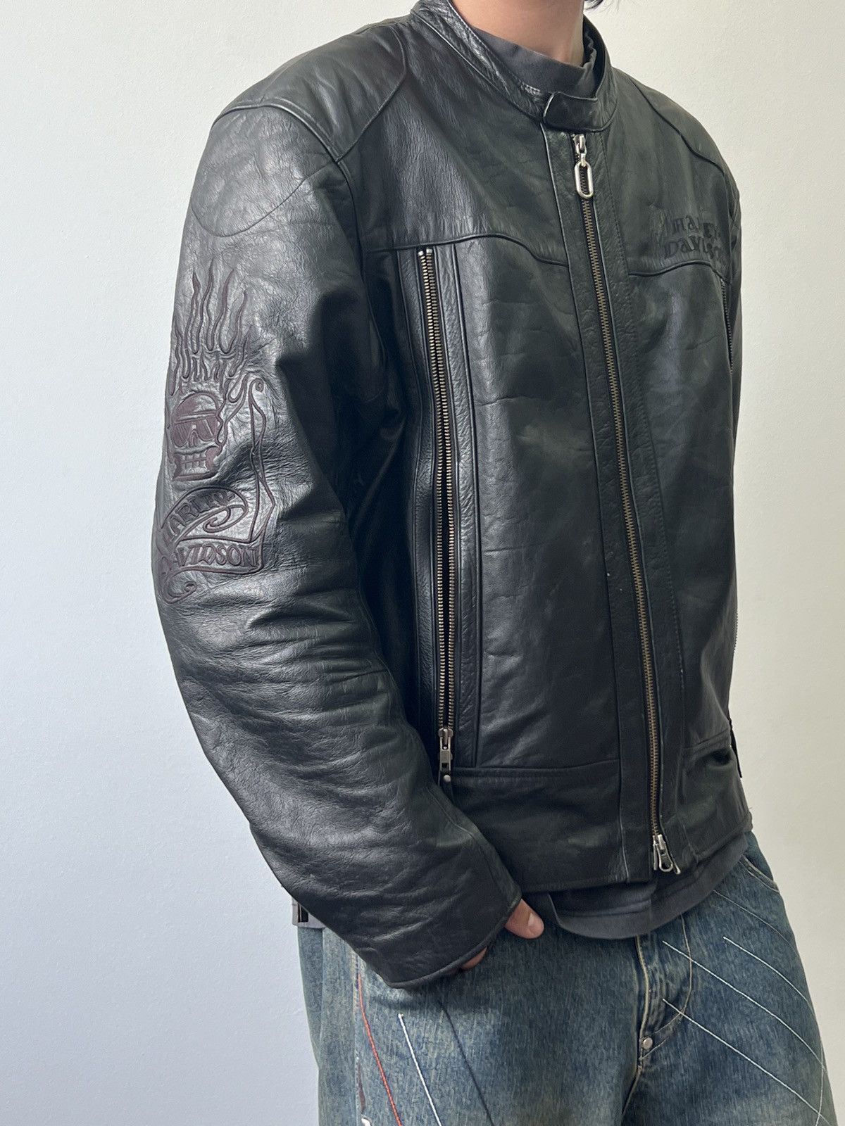 Harley Davidson × Vintage Vintage Harley Davidson Leather Jacket 2XL motorcycle Size US XXL / EU 58 / 5 - 2 Thumbnail