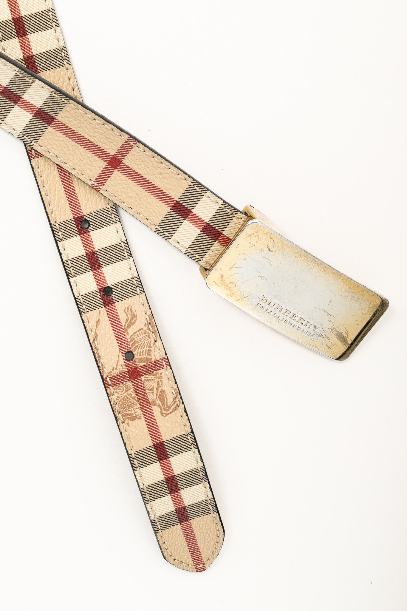 Burberry Burberry Classic Nova Check Gold Plaque Buckle Belt Size ONE SIZE - 3 Thumbnail