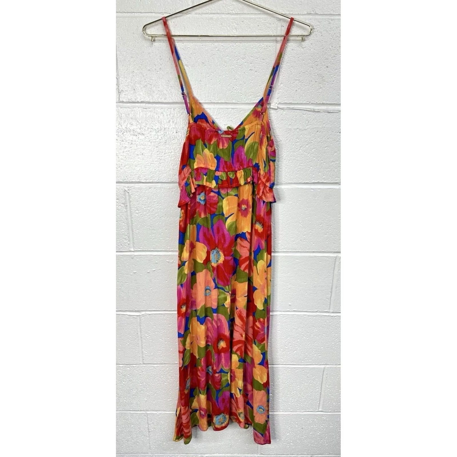 Billabong VINTAGE? NEW Billabong Rebel Hearts Dark Floral Spaghetti Strap Midi Dress Women’s Medium Size M / US 6-8 / IT 42-44 - 3 Thumbnail