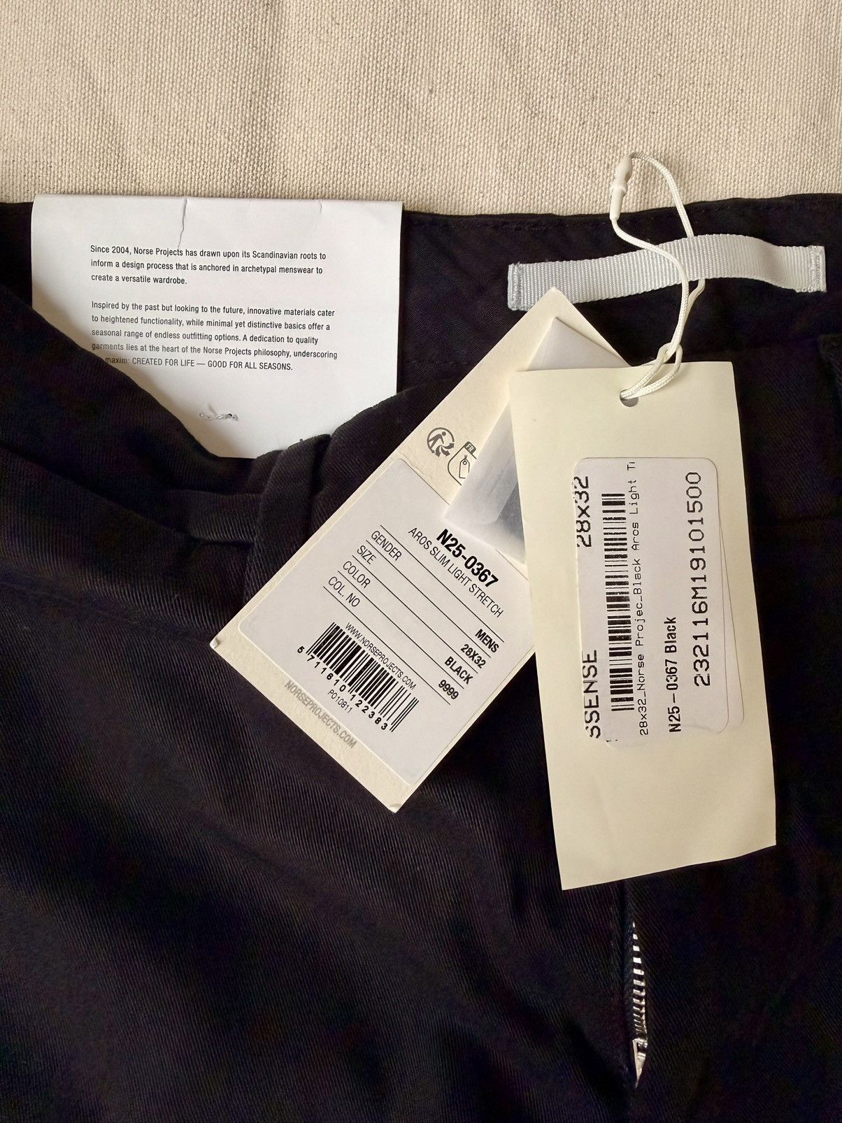 Norse Projects Norse Projects - Aros Black Slim Light Stretch Pants - 28x32 Size US 28 / EU 44 - 3 Thumbnail