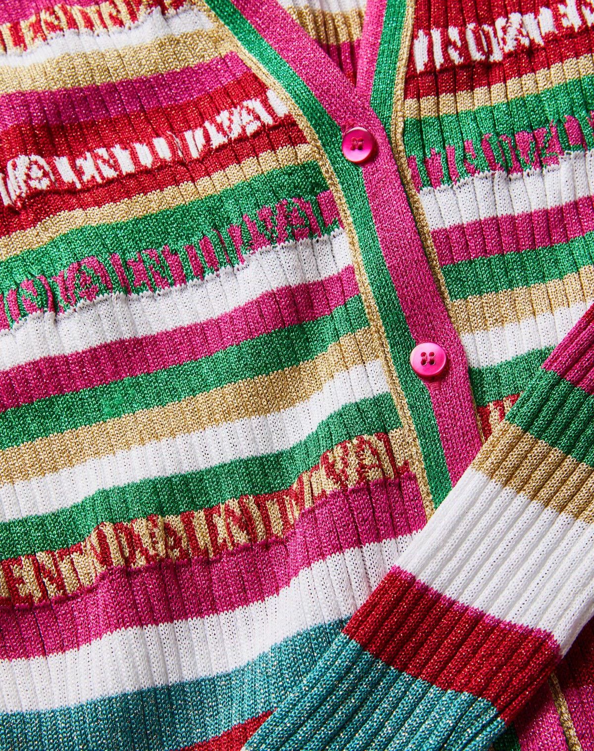 Valentino o1s1wg111125 Stripes Lurex Cardigan in Multicolor Size XS / US 0-2 / IT 36-38 - 3 Thumbnail