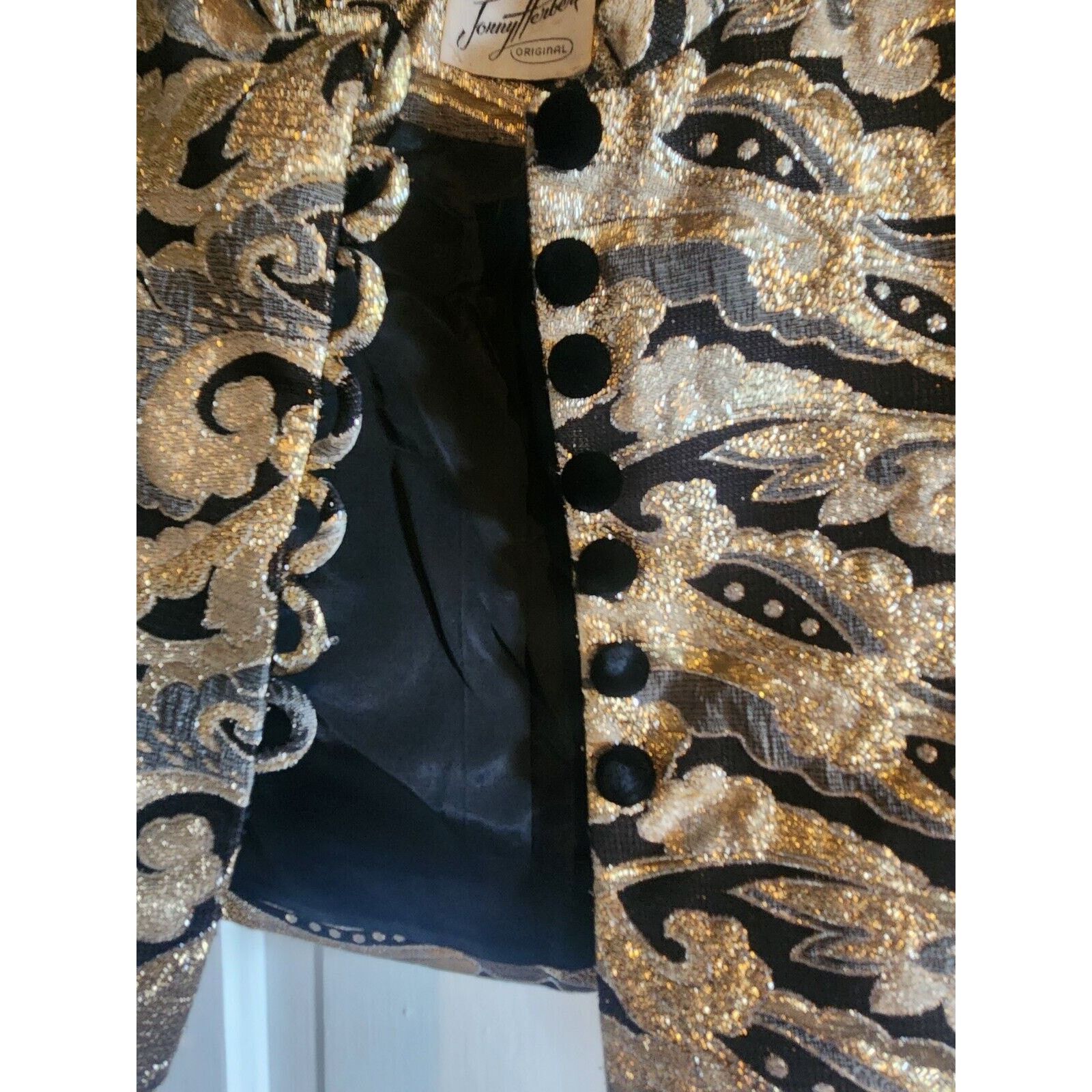 Other Jonny Herbert 1950's CROPPED METALLIC BROCADE JACKET Size S / US 4 / IT 40 - 6 Thumbnail