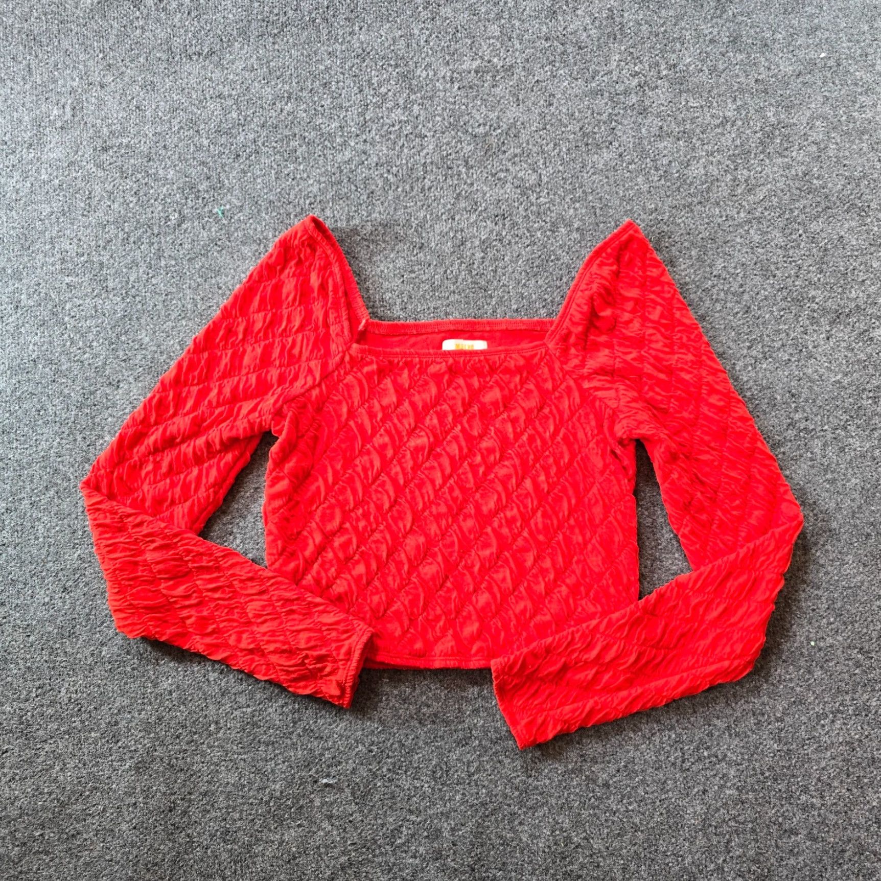 Vintage Maeve Anthropologie Top Women Medium Orange Quilted Crop Square Neck Boho Casual Blouse Shirt Knit Polyester Fall 2024 Womens Size M / US 6-8 / IT 42-44 - 2 Thumbnail