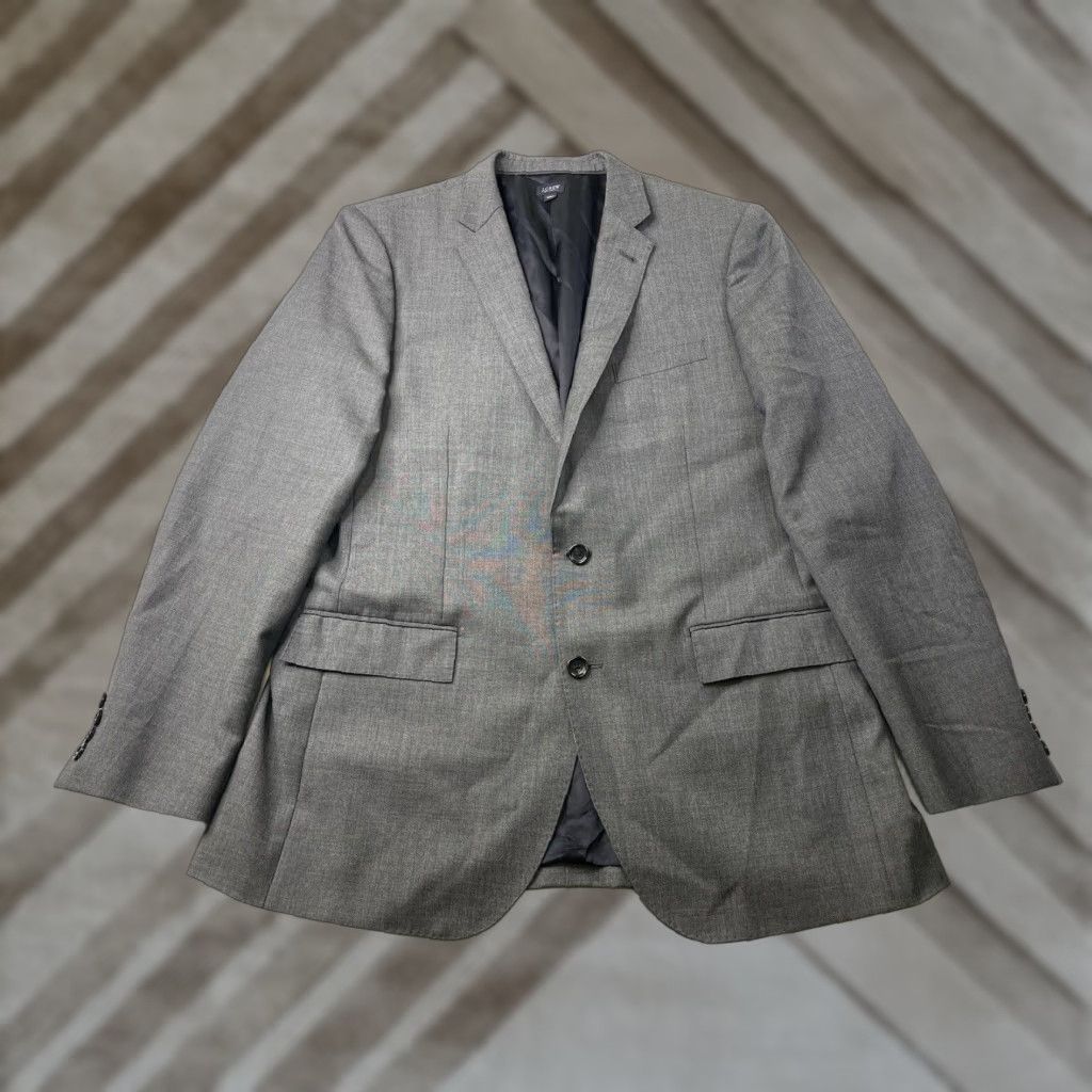 J.Crew J.CREW Blazer Jacket Mens 42L Gray LUDLOW TOLLEGNO 1900 Wool Double-Vented Notch Lapel Long Single-Breasted Two-Button Button Front Dry Clean Only Size 42R - 1 Thumbnail