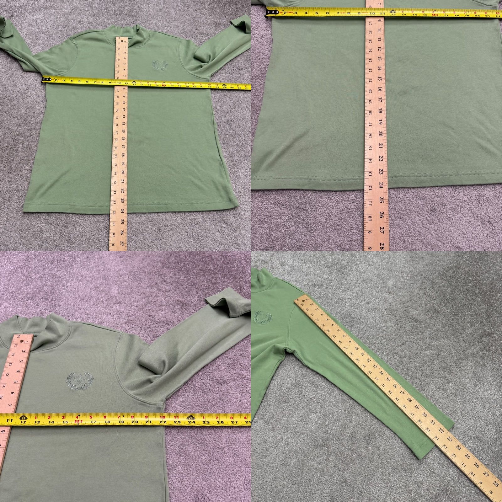 Blair Blair Shirt Womens Large Sage Green Mock Neck Long Sleeve Embroidered Logo Top Size L / US 10 / IT 46 - 8 Thumbnail