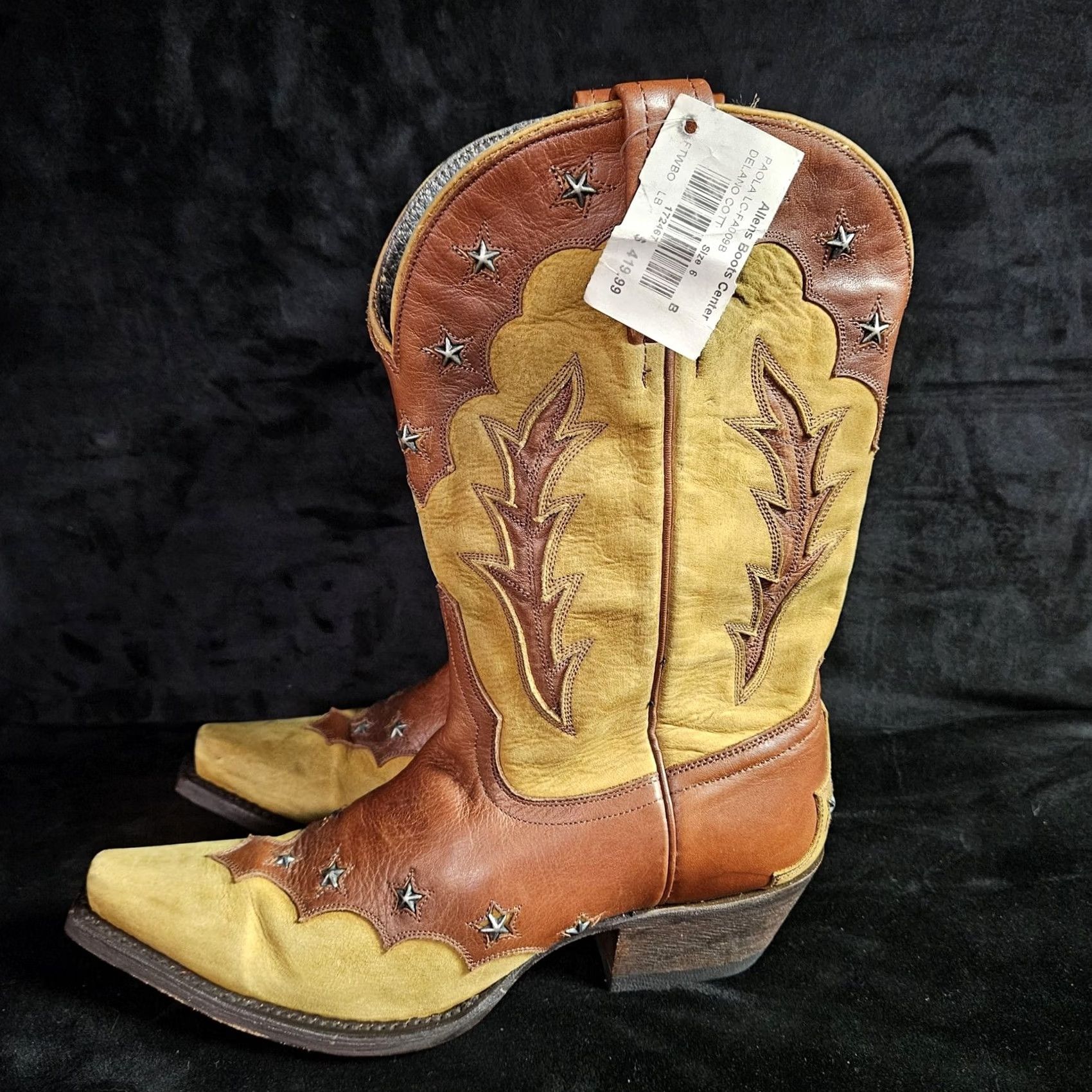 CO Liberty Boot Co Boots Womens Paola Size Brown Star Stud Western FA009B Size US 6 / IT 36 - 3 Thumbnail