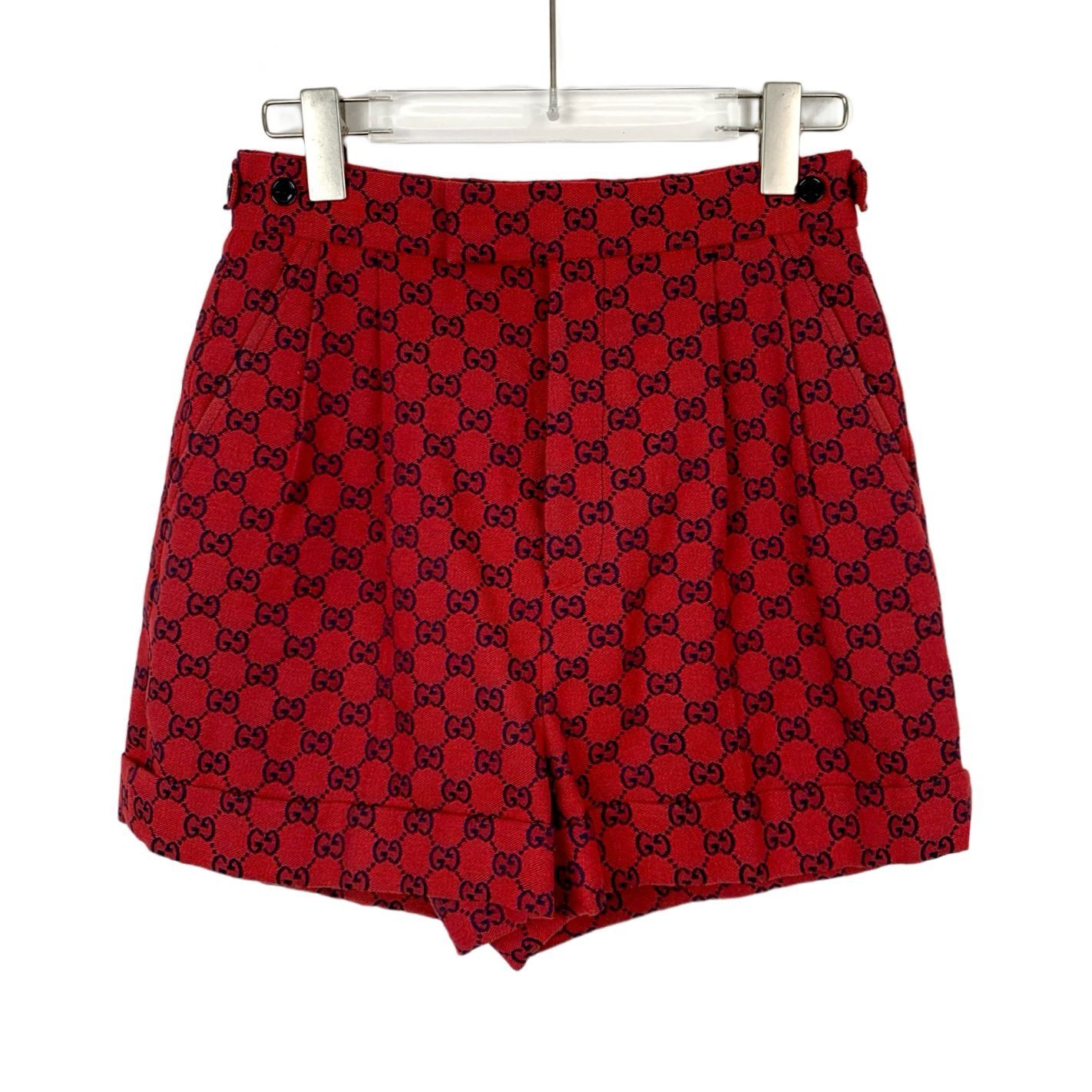 Gucci H9296 Gucci Red GG Monogram Womens High-Waisted Cotton Blend Size 38" / US 16 / IT 52 - 1 Thumbnail