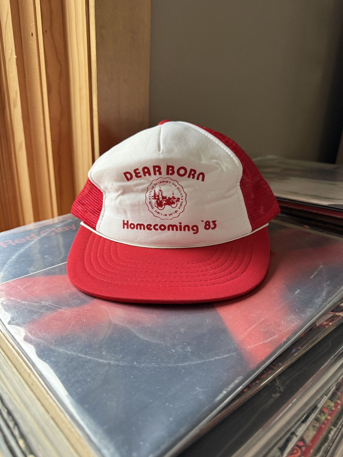 Vintage Vintage 80s Dearborn Michigan Homecoming Mesh Trucker Hat Size ONE SIZE - 1 Thumbnail