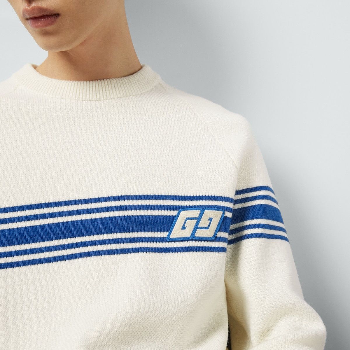 o1loc1c0925 Knit Wool Sweater With Square GG in White
