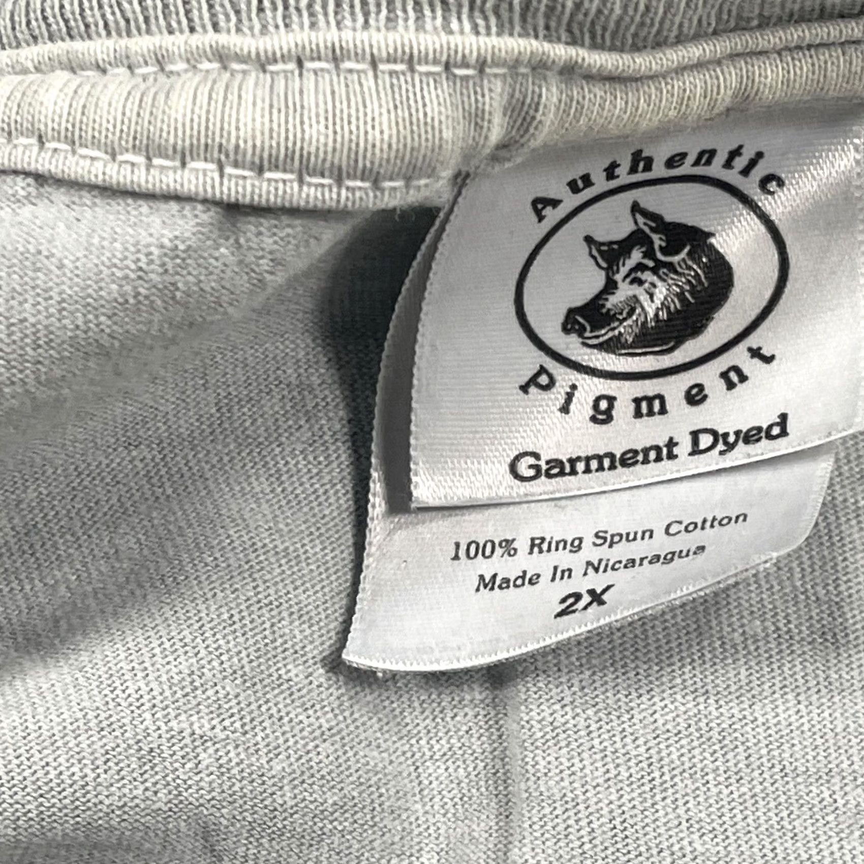 Vintage Authentic Pigment T-Shirt Mens 2X Gray CrewNeck Short Sleeve Cotton Knit Logo Regular? Size US XXL / EU 58 / 5 - 7 Thumbnail