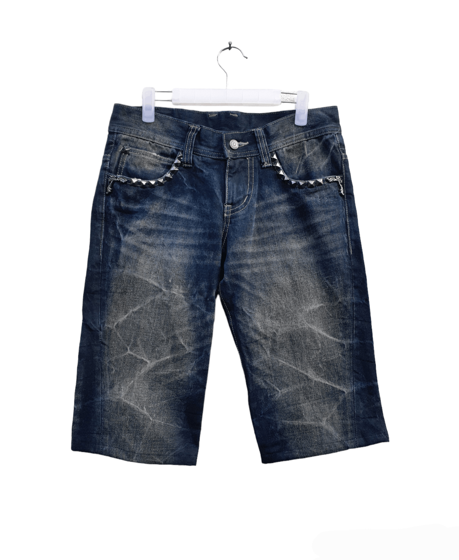 Tornado Mart 🔥 Vtg TORNADO MART Studded Shorts Denim Jeans Size US 32 / EU 48 - 3 Thumbnail
