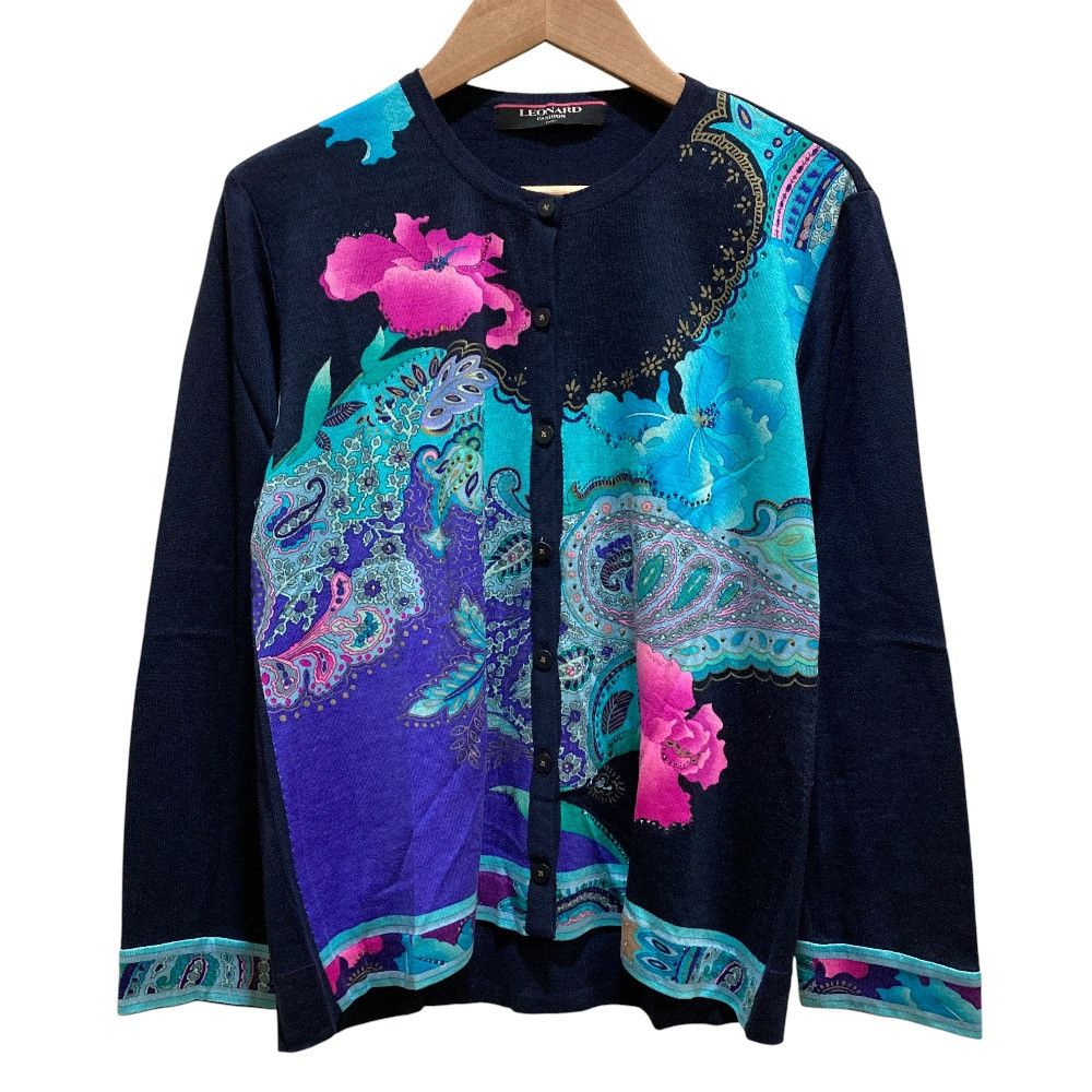 Other Leonard Leonard Fashion Flower Print Cashmere Rhinestone Knit Cardigan Textile Tops DUTY FREE for USA Size ONE SIZE - 1 Thumbnail