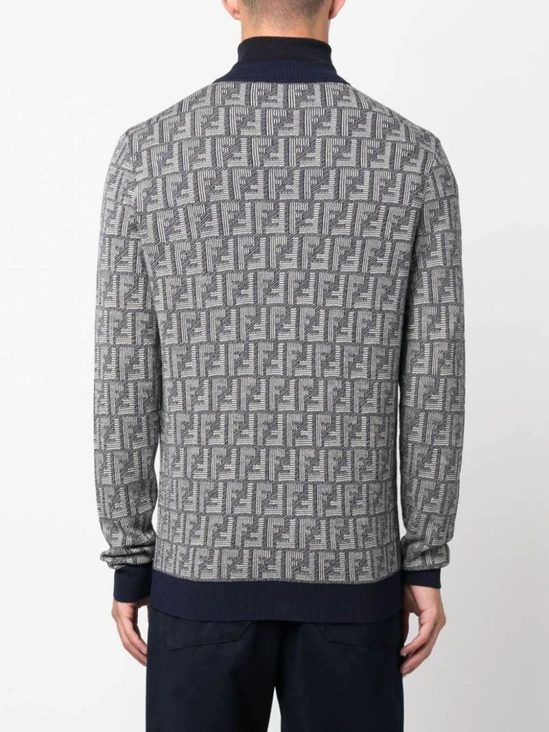 Fendi o1s1wg111224 FF-Monogram Wool Cardigan in Blue & Grey Size US M / EU 48-50 / 2 - 4 Thumbnail