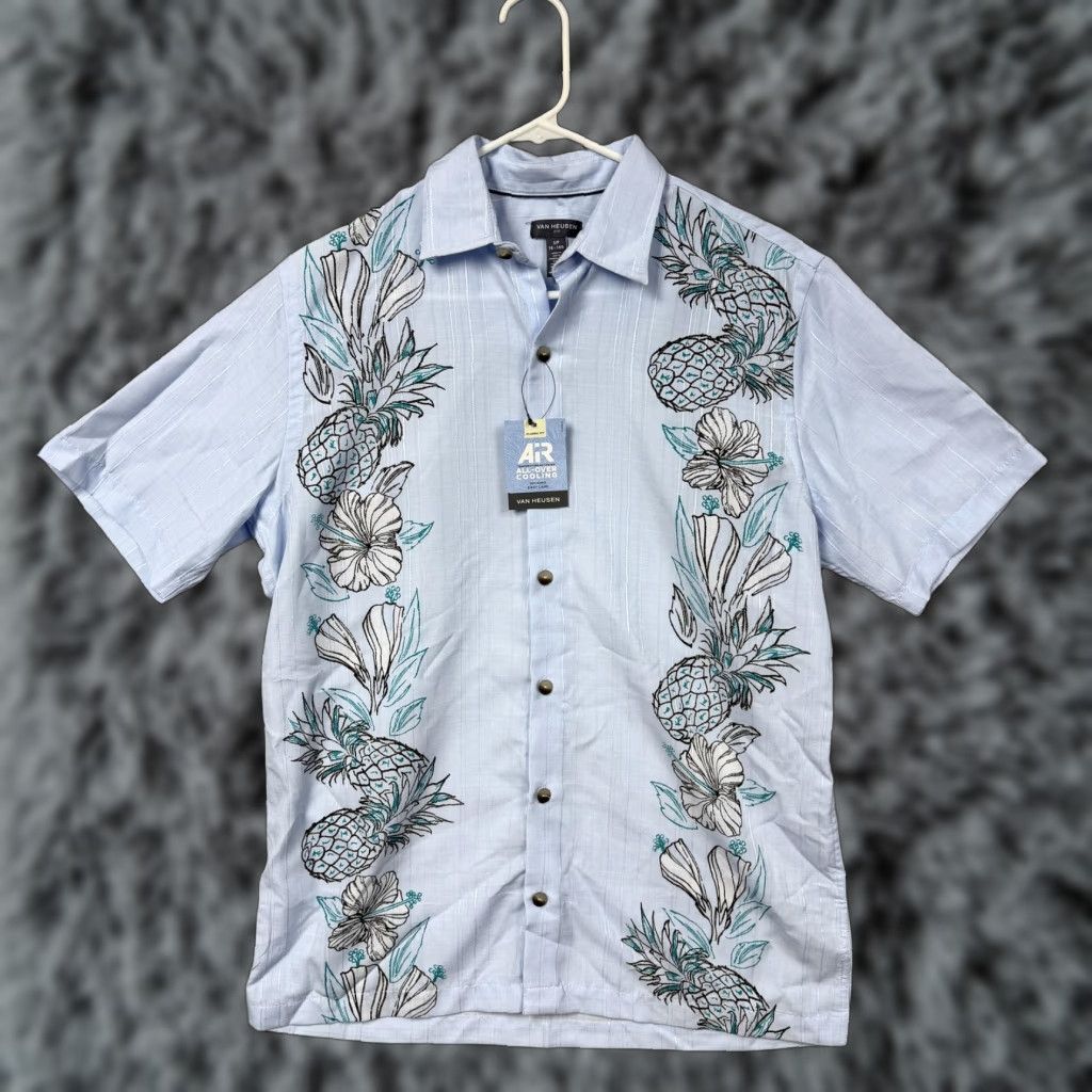 Van Heusen Van Heusen Shirt Mens Small Blue Pineapple Hawaiian Tropical Button Up Size US S / EU 44-46 / 1 - 1 Thumbnail