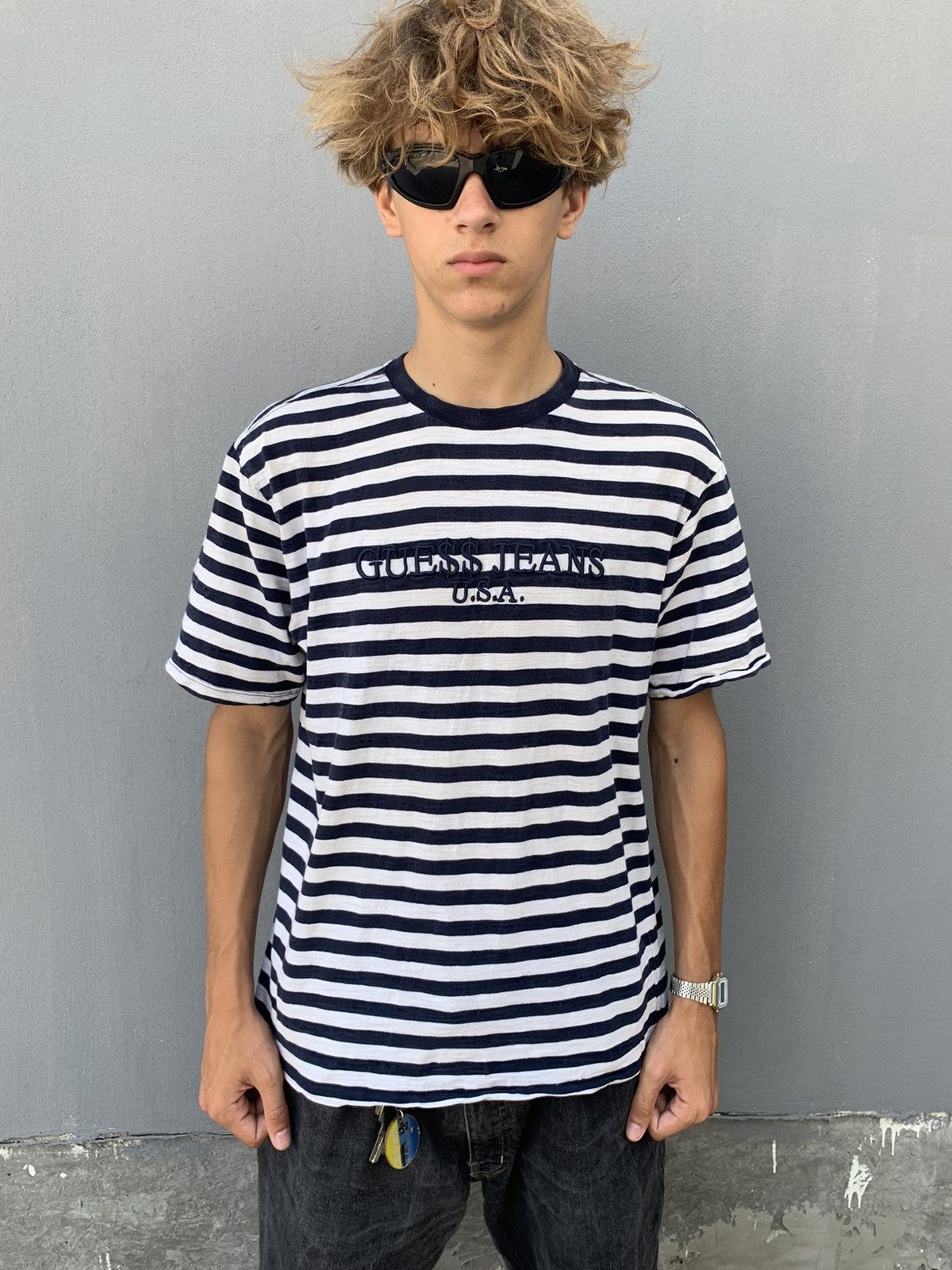 Guess Guess x Asap Rocky Striped Tee | Grailed