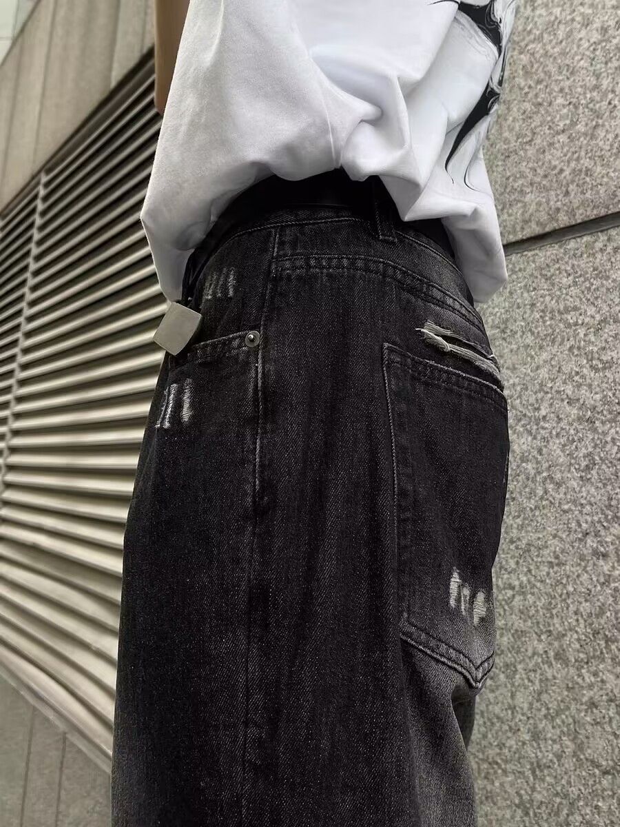 Japanese Brand × Jean Street ripped corrugated pleated micro-flared jeans Size US 34 / EU 50 - 4 Thumbnail