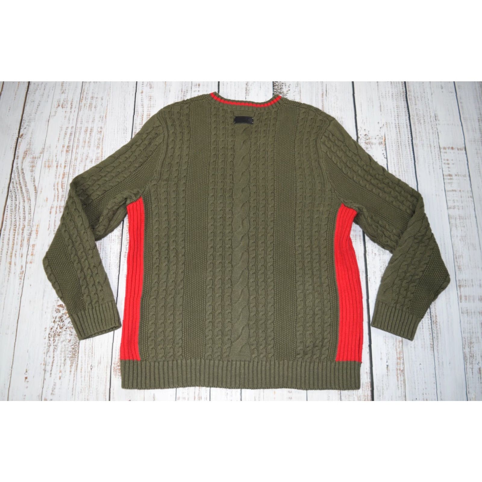 Pajar PAJAR Army Green Cotton Knit Pullover Sweater Men's Large V-Neck Fisherman Style Size US L / EU 52-54 / 3 - 6 Thumbnail
