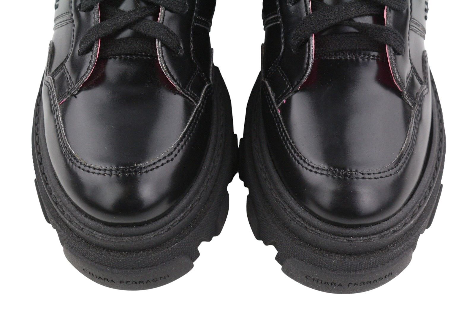 Chiara Ferragni VEGAN ABRADED LEATHER EU38 Black Chunky Boots 87734 Size US 7 / IT 37 - 5 Thumbnail