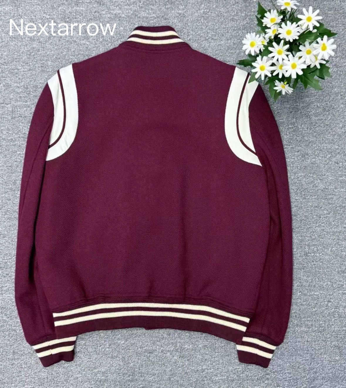 Saint Laurent SLP wine red baseball jacket2412-Nextarrow