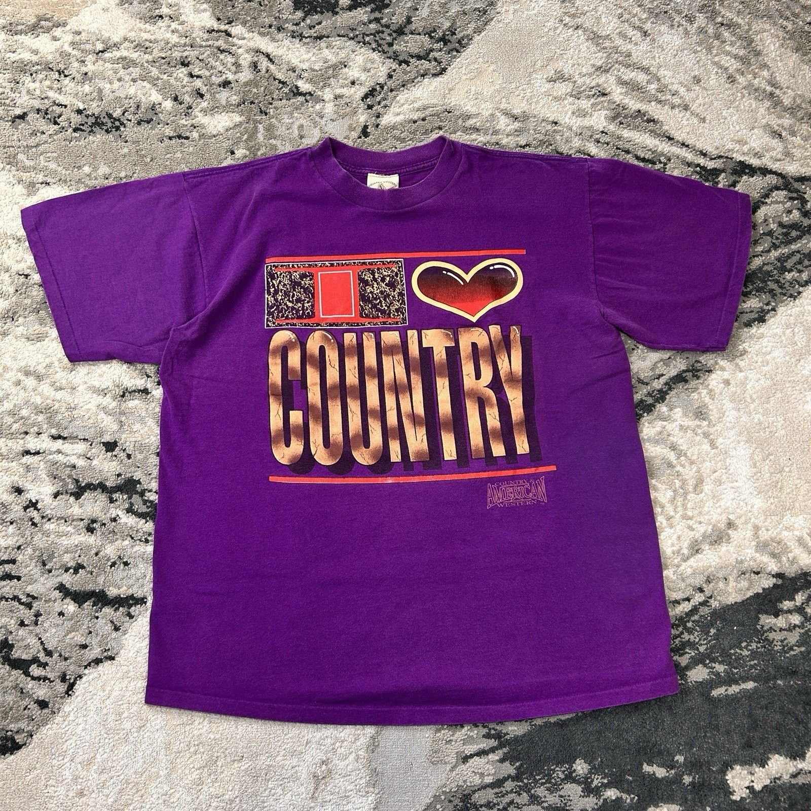 & Other Stories Vintage 90s I Love Country Music Purple Single Stitch XL Size US XL / EU 56 / 4 - 1 Thumbnail