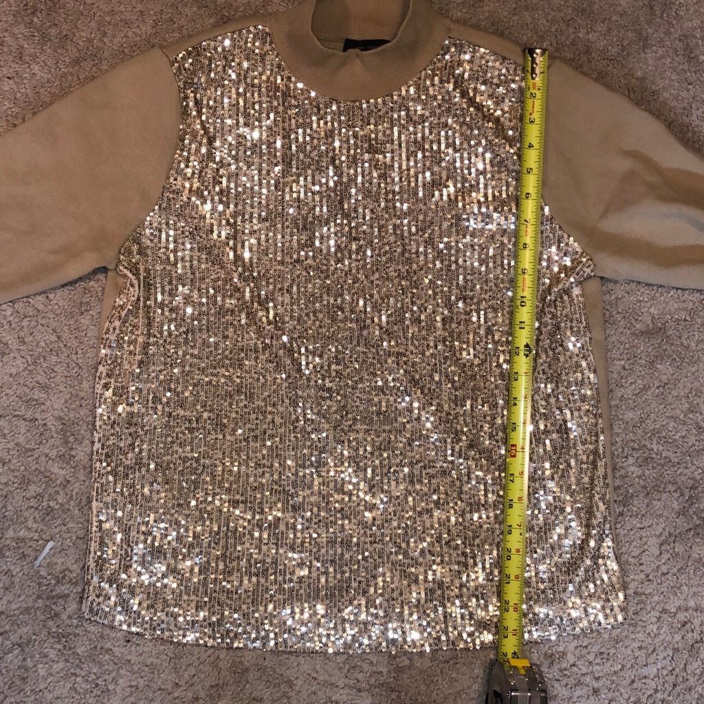 Ann Taylor Ann Taylor Sequin Front Sweater Tee, Gold Sweater, Size Larg Size L / US 10 / IT 46 - 9 Thumbnail