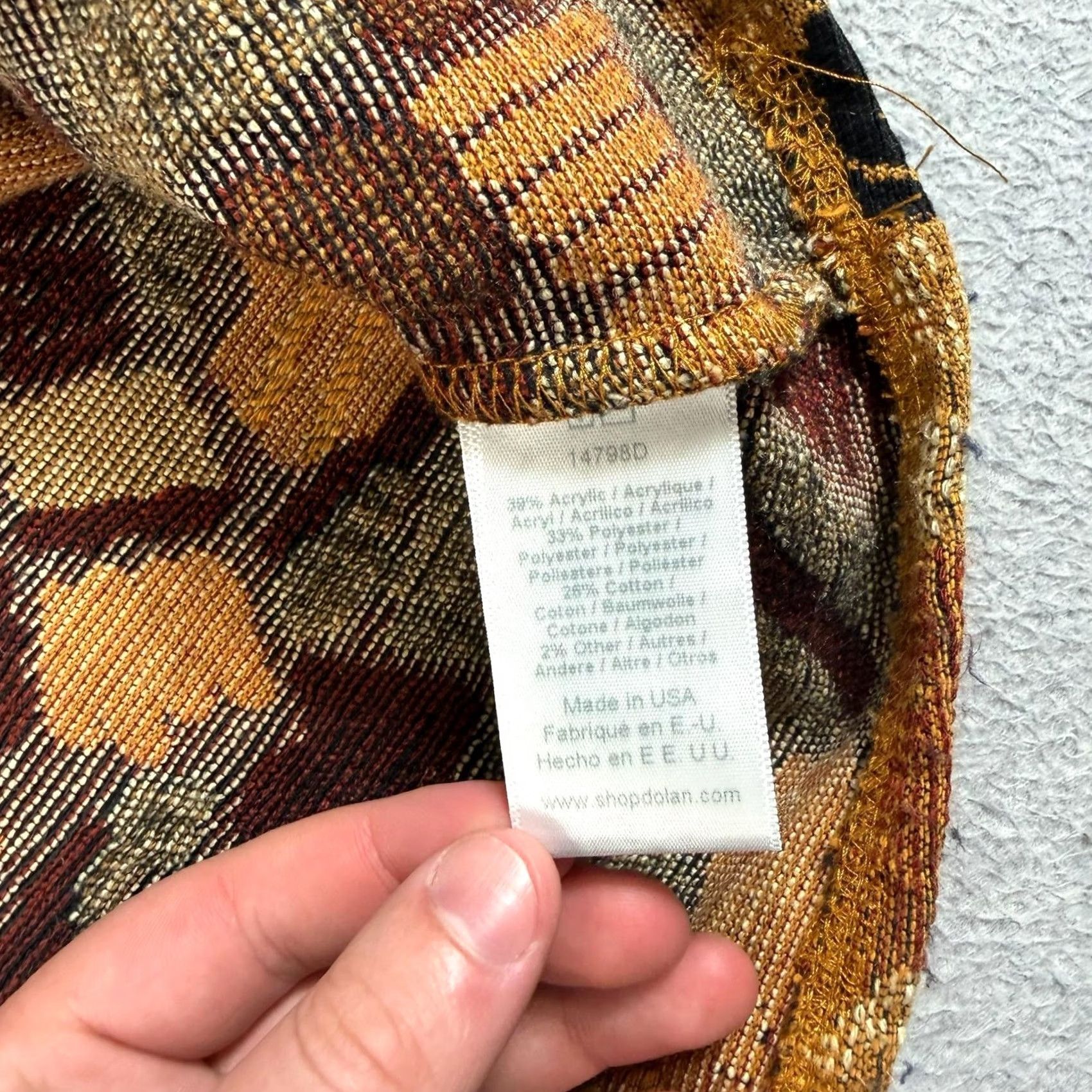 Vintage Dolan Shirt Womens S Brown Women Seraphina Tapestry Woven Cropped Boho Made USA Size S / US 4 / IT 40 - 5 Thumbnail