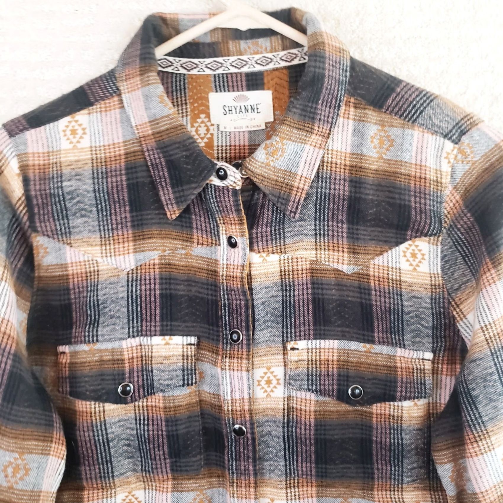Vintage Shyanne Western Flannel Shirt Womens M Brown Plaid Pearl Snap Long Sleeve Size M / US 6-8 / IT 42-44 - 3 Thumbnail