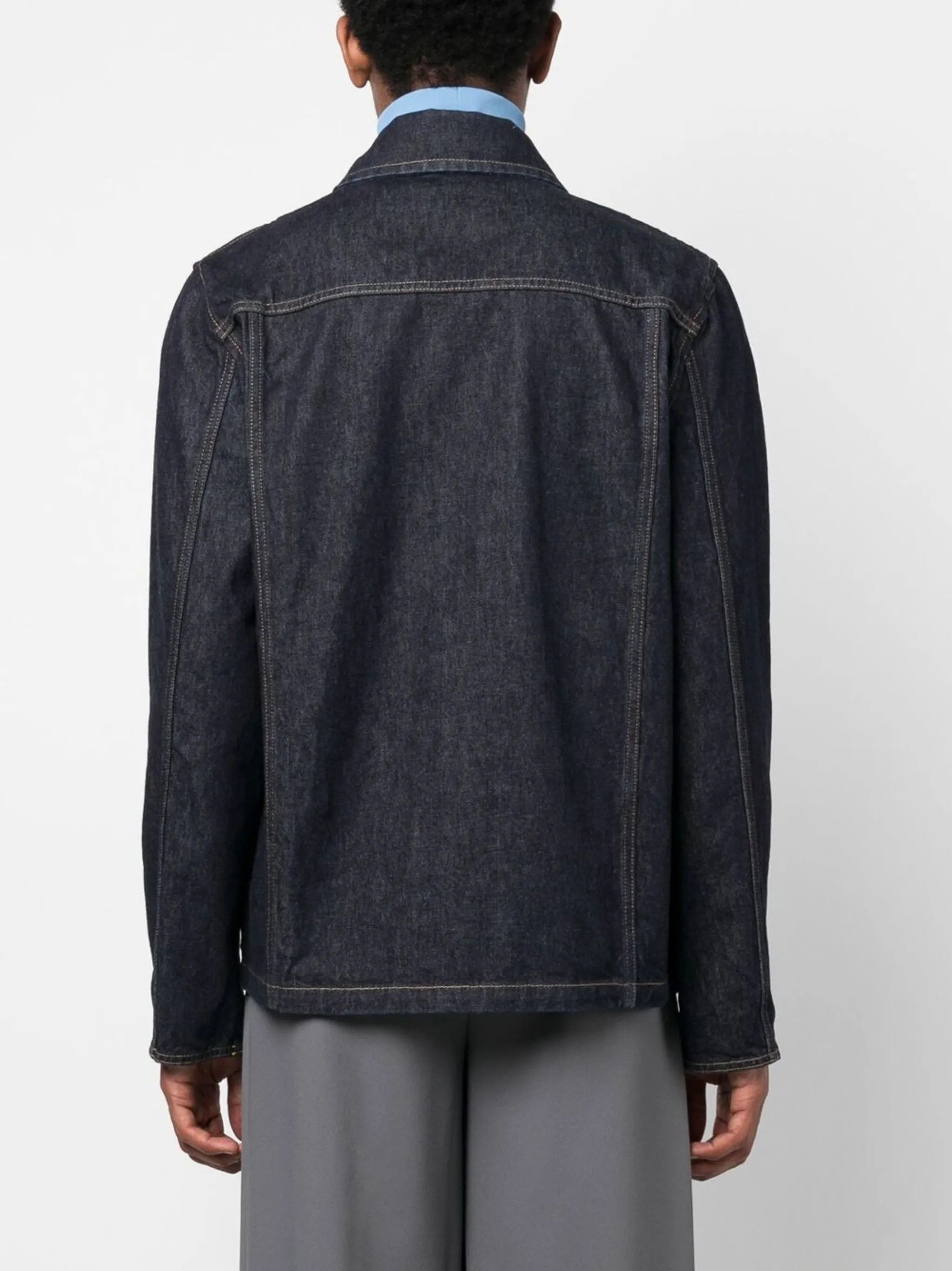 Off-White o1gr1nt0125 Wave Off Denim Utility Shirt in Raw Indigo Size US XS / EU 42 / 0 - 4 Thumbnail