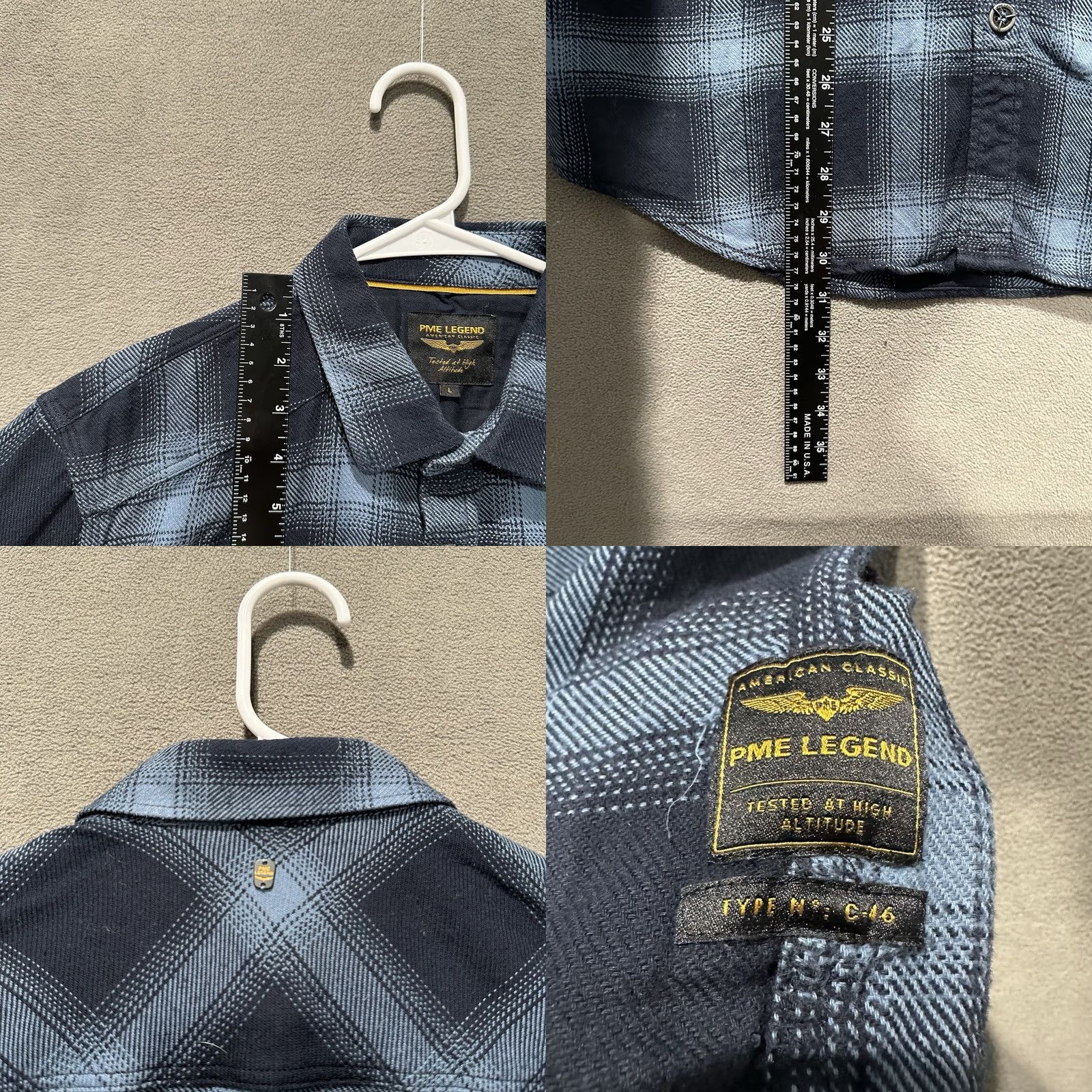 Vintage PME LEGEND Shirt Mens Large Blue Plaid Long Sleeve Flannel Button Up Size US L / EU 52-54 / 3 - 9 Thumbnail