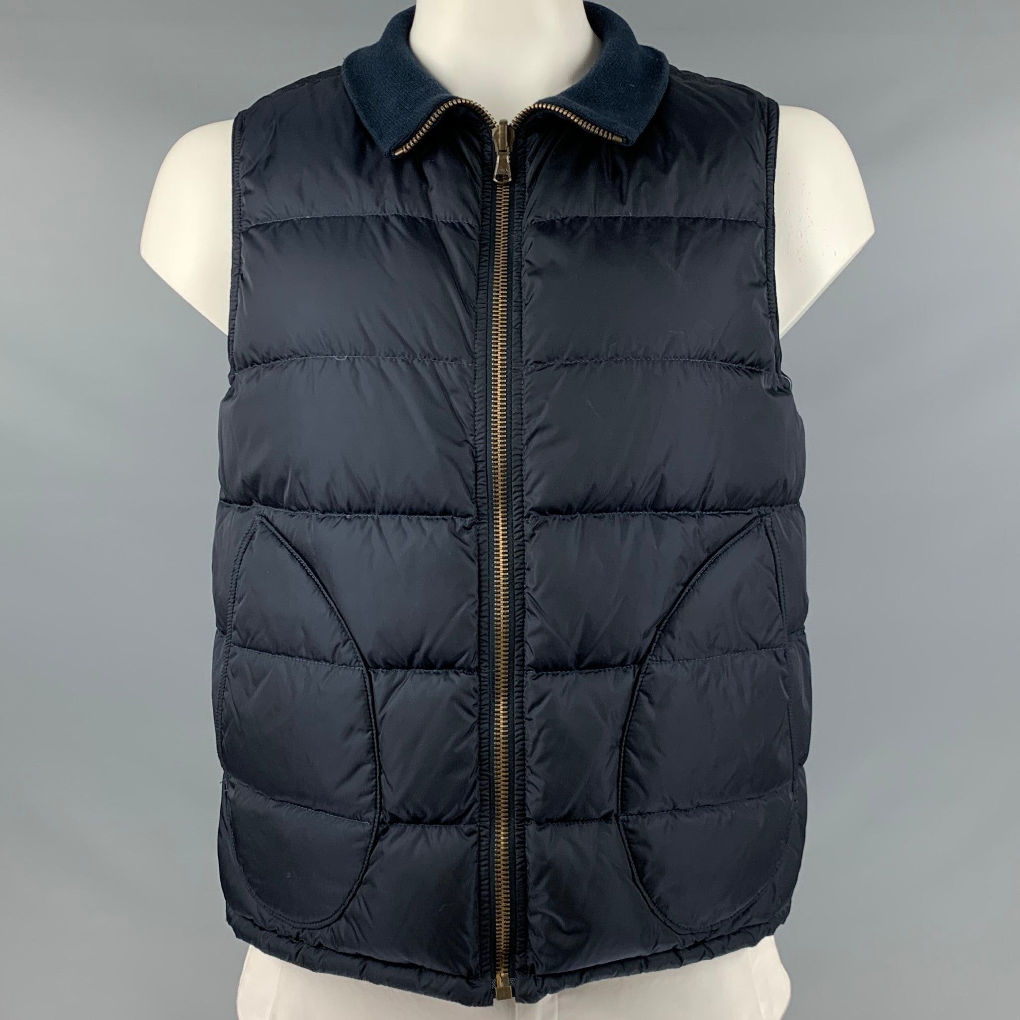 image of Paul Smith Navy Quilted Nylon Zip Up Vest, Men's (Size XL)