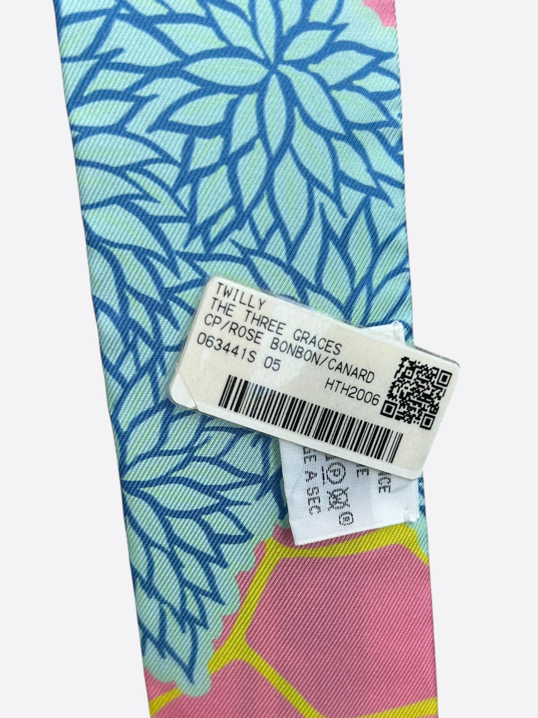 Hermes Hermes Pink & Blue The Three Graces Twilly Size ONE SIZE - 3 Thumbnail