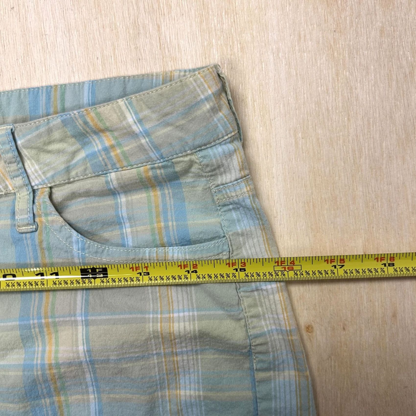L.E.I. L.e.i. Shorts Womens 7 Blue Plaid Twill Chino Flat Stretch Casual Summer Size 28" / US 6 / IT 42 - 7 Thumbnail