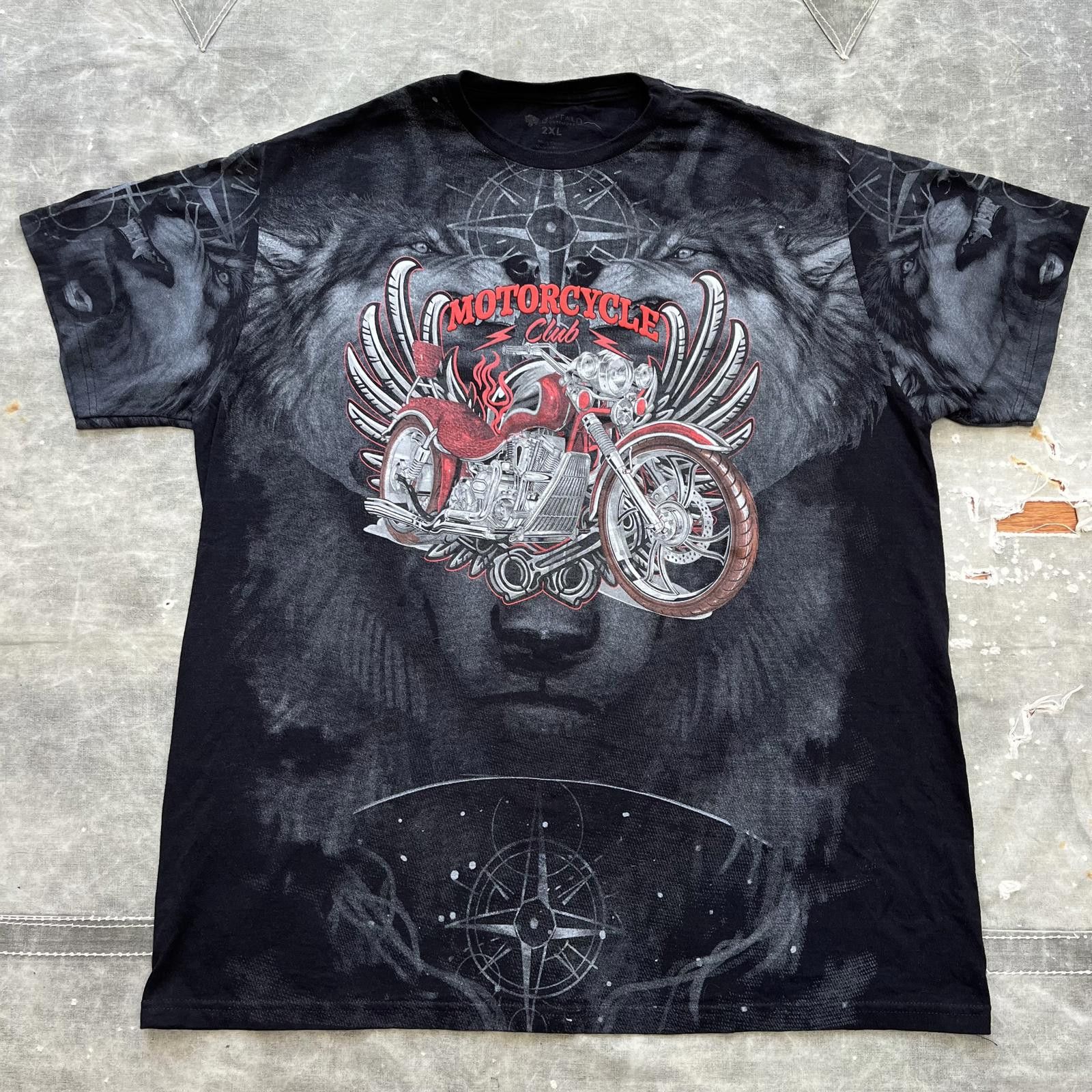 Vintage Vintage Y2K AOP Wolf Motorcycle Club Nature Astrology Shirt Size US XXL / EU 58 / 5 - 1 Thumbnail