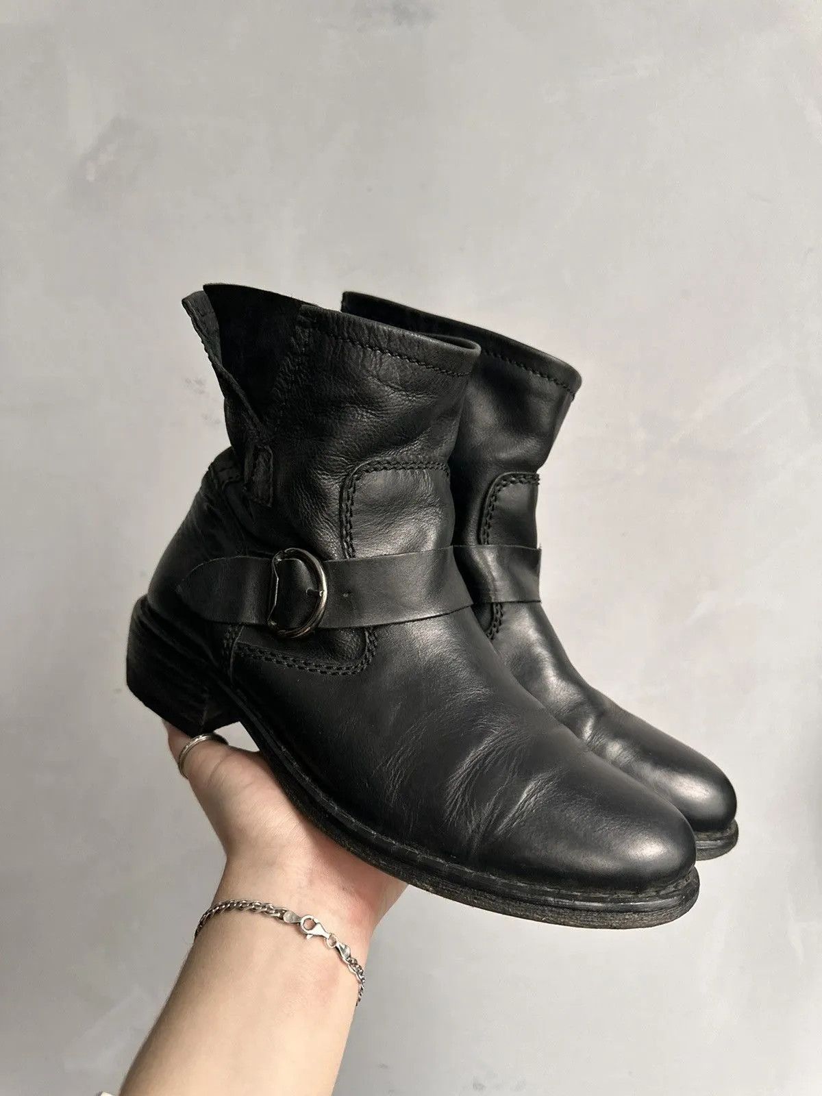 Leather Black leather ankle boots metal zip AS 98 style guidi Size US 9 / IT 39 - 1 Thumbnail