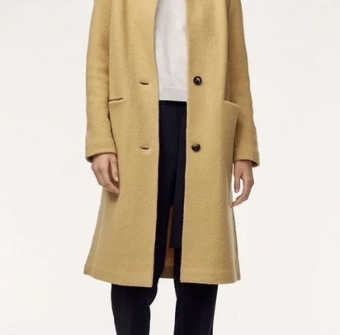 Aritzia Wilfred Dujardin Mustard Yellow Wool Coat Size S / US 4 / IT 40 - 3 Thumbnail