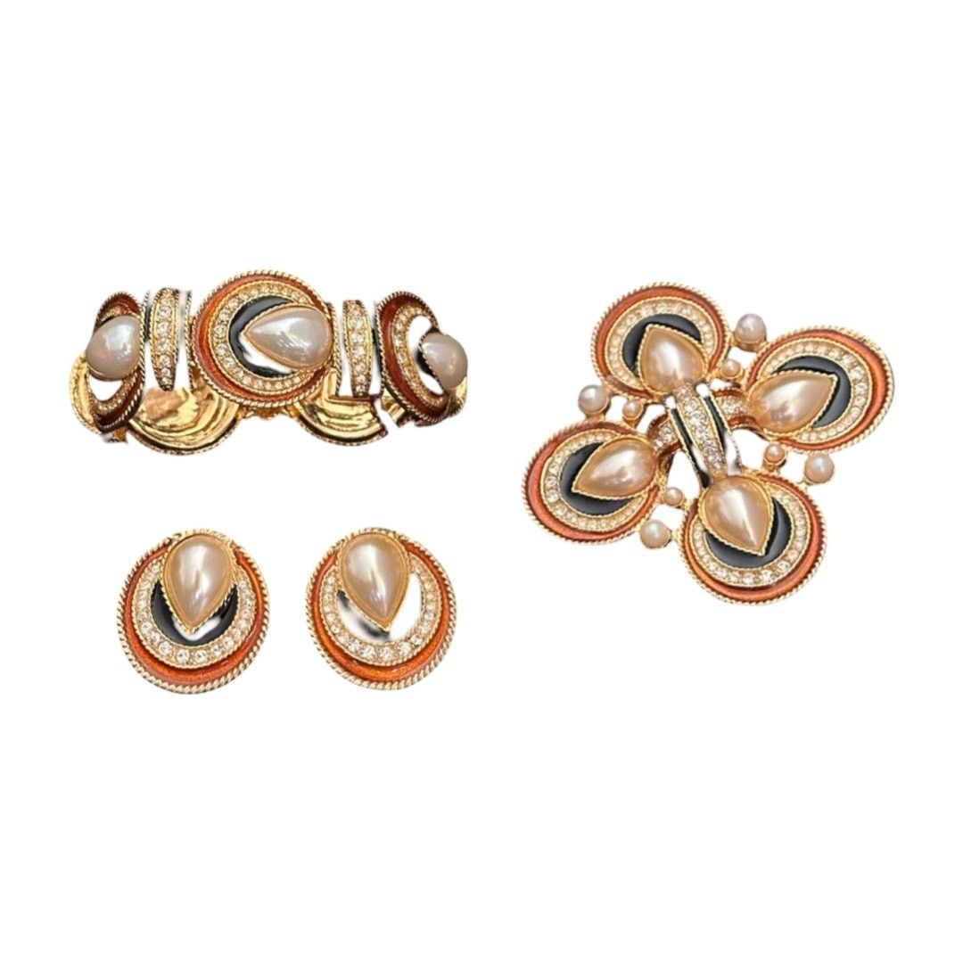 Other Vintage 90’s Jackie Orr Black Copper Pearl & CZ Set Size ONE SIZE - 1 Thumbnail
